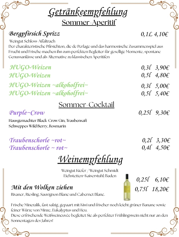 Monatskarte Juli Getränke